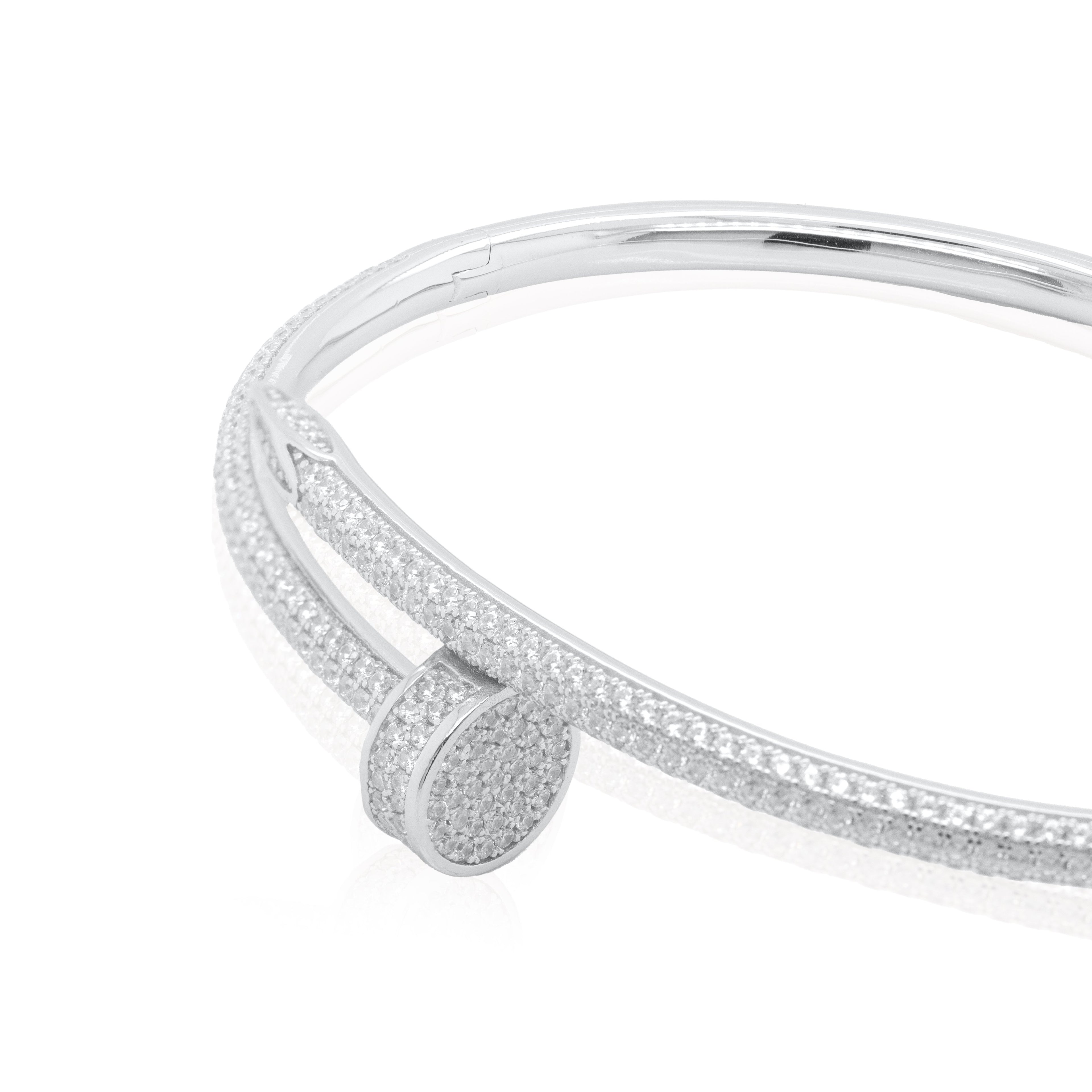 Sterling Silver Cz Nail Bangle