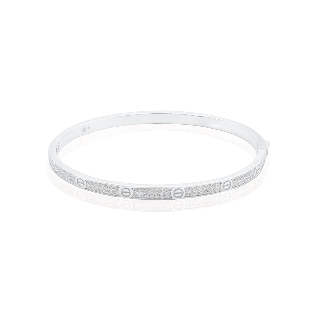 Sterling Silver Pave Love Bangle