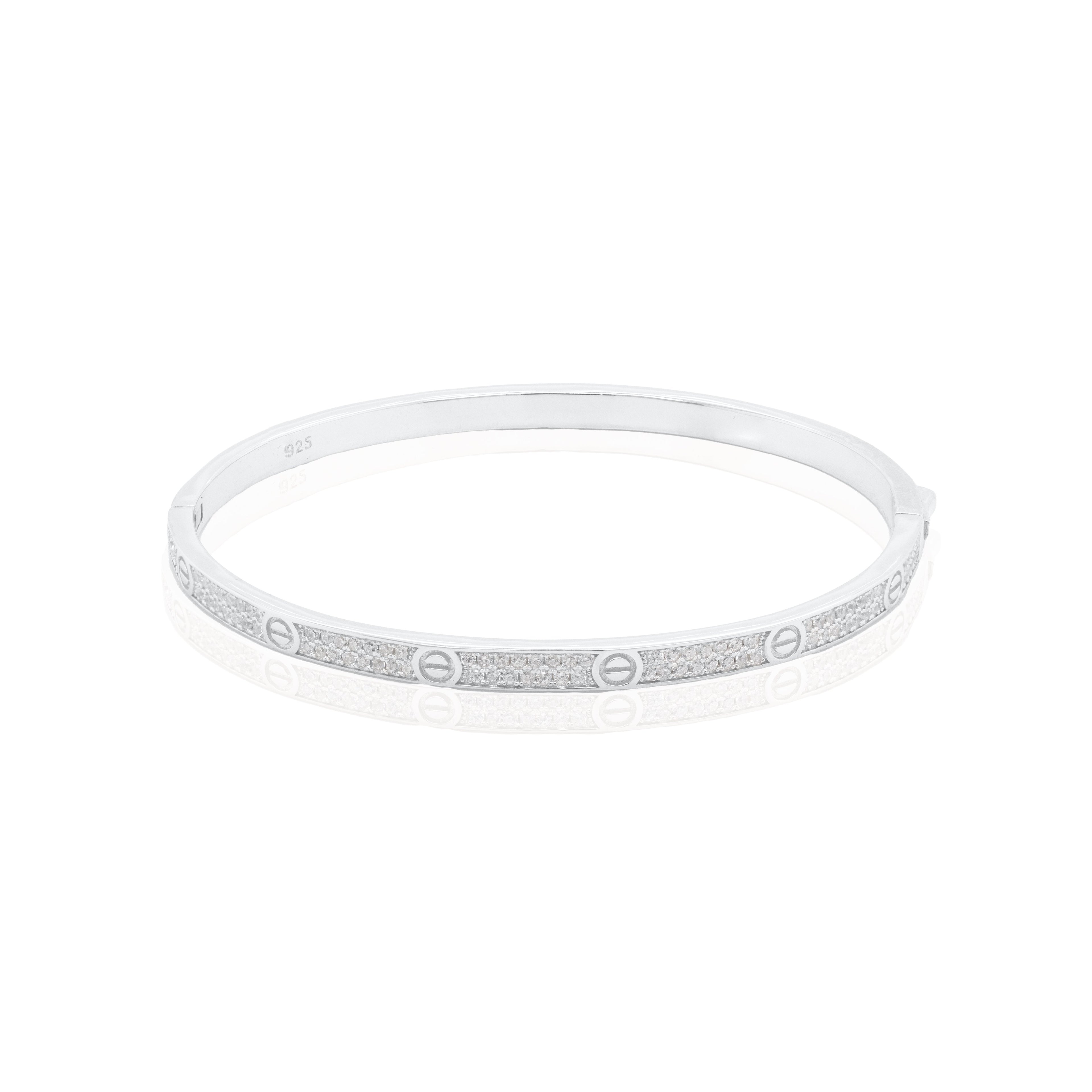 Sterling Silver Pave Love Bangle