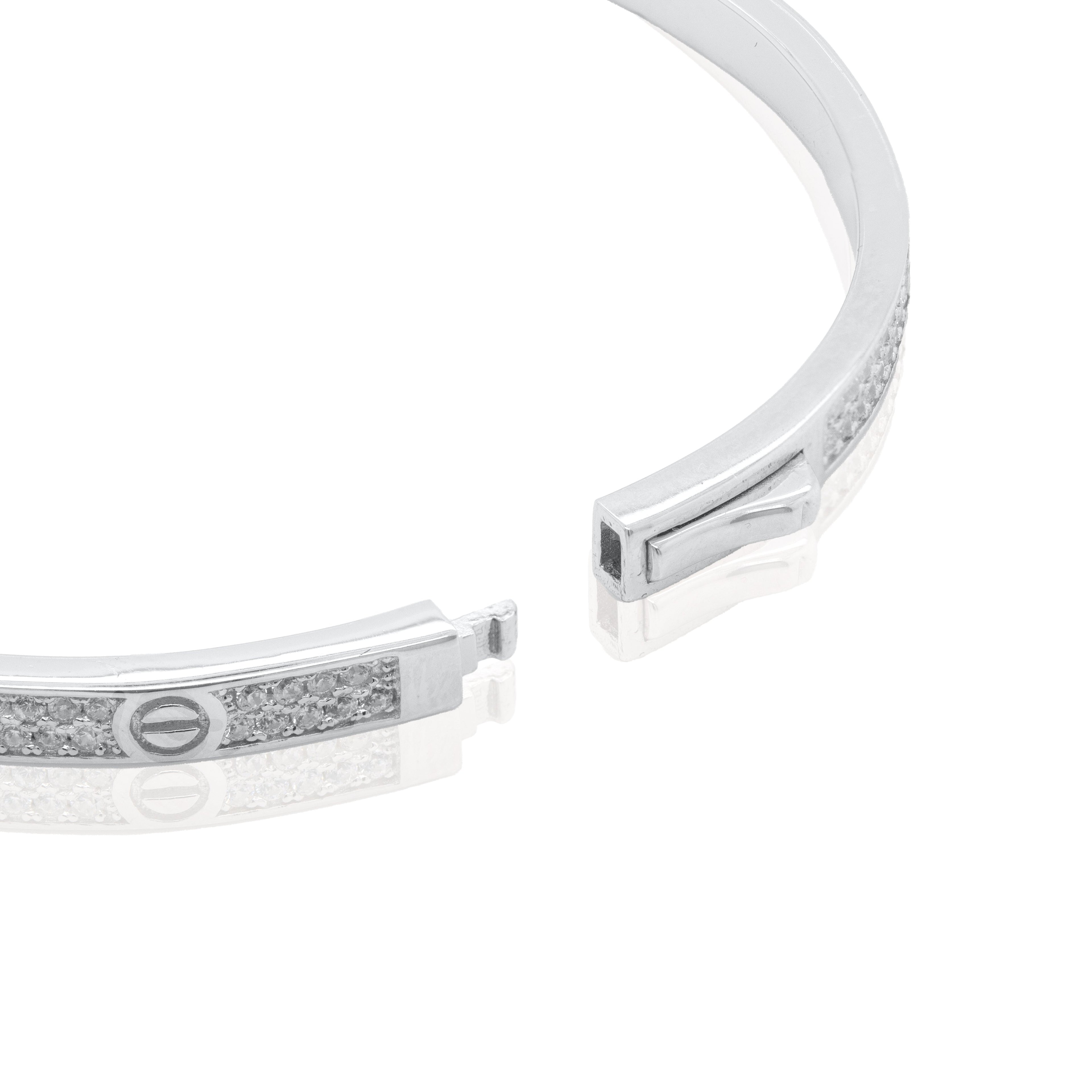 Sterling Silver Pave Love Bangle