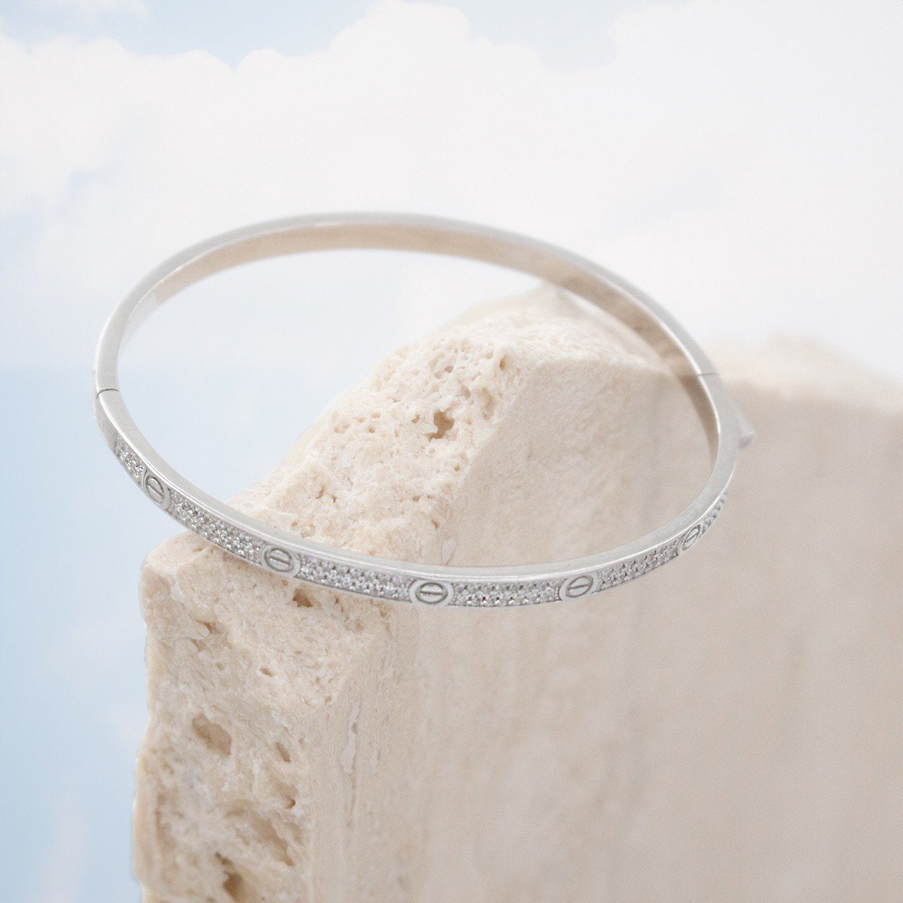 Sterling Silver Pave Love Bangle