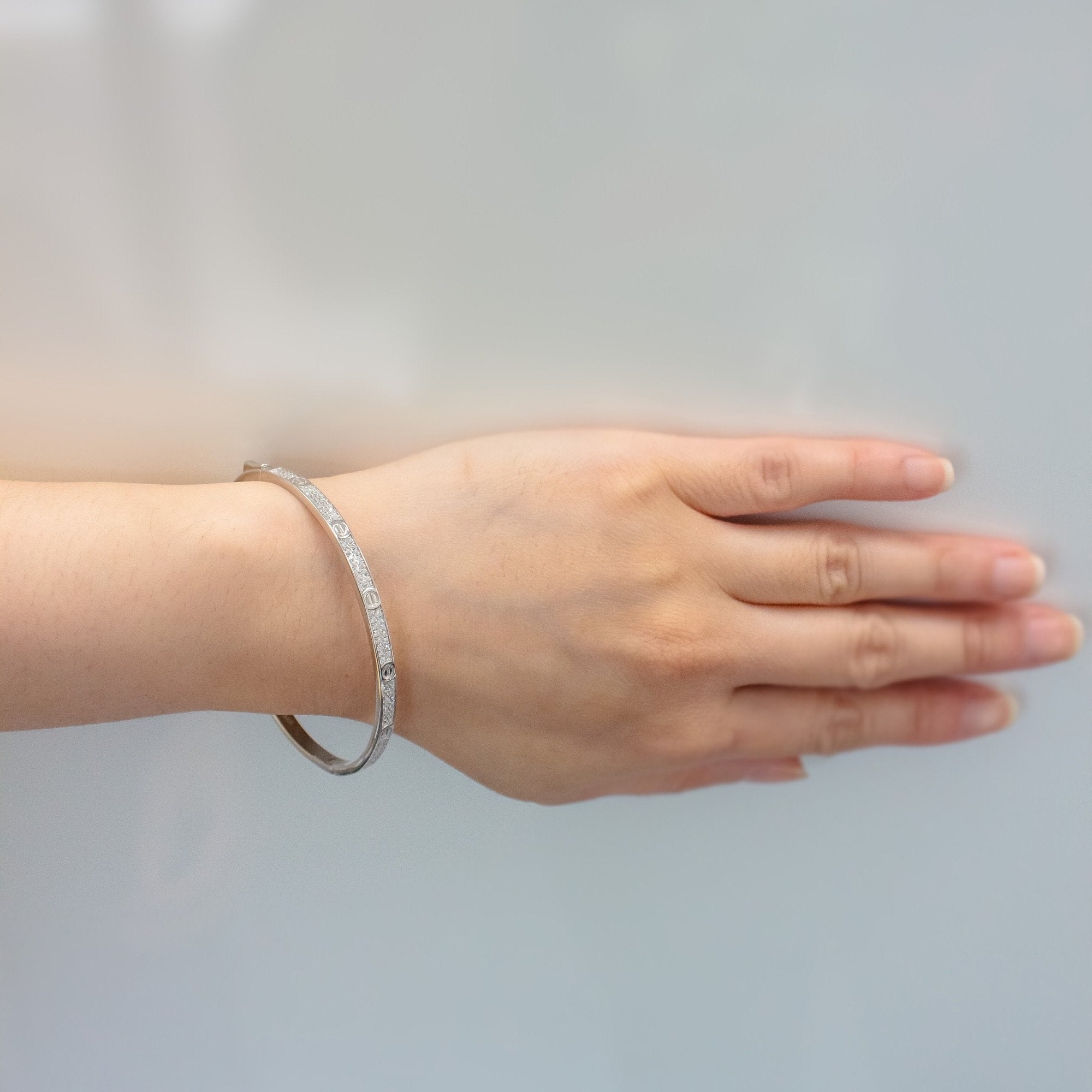 Sterling Silver Pave Love Bangle