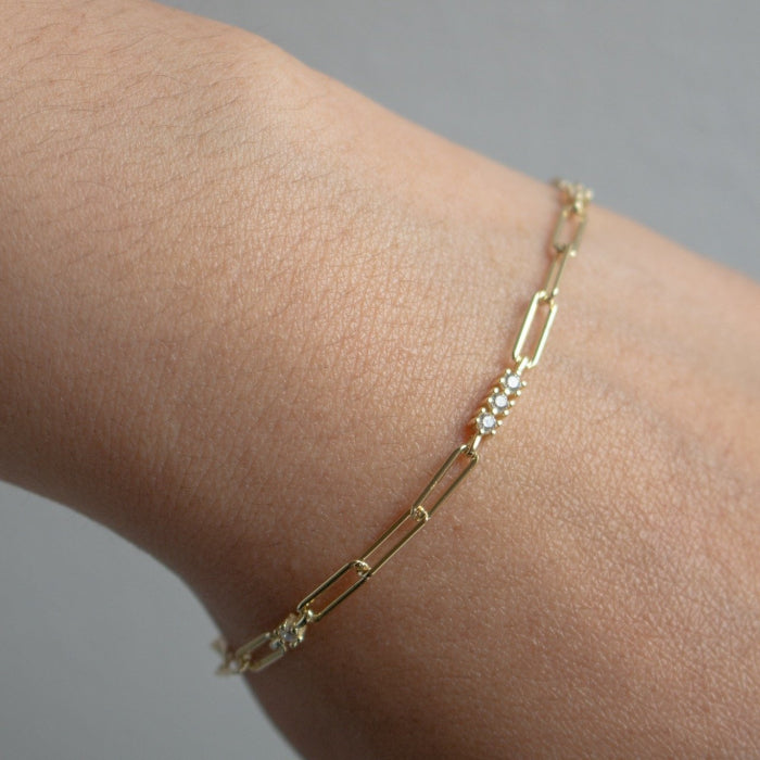Paperclip Bracelet with Cubic Zirconia