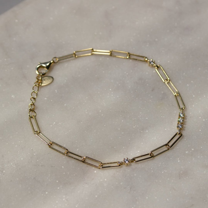 Paperclip Bracelet with Cubic Zirconia