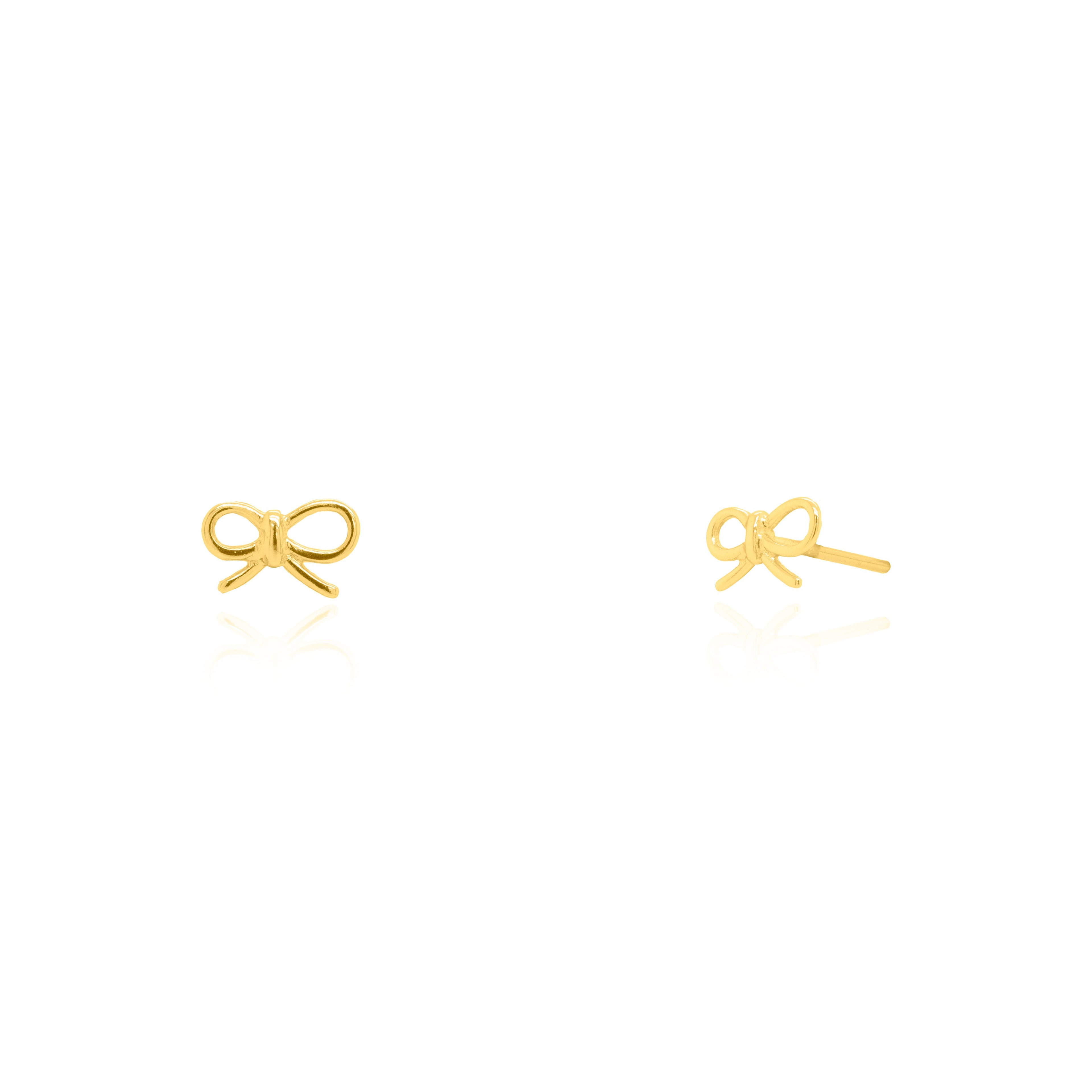 Gold Vermeil Dainty Ribbon Bow Studs