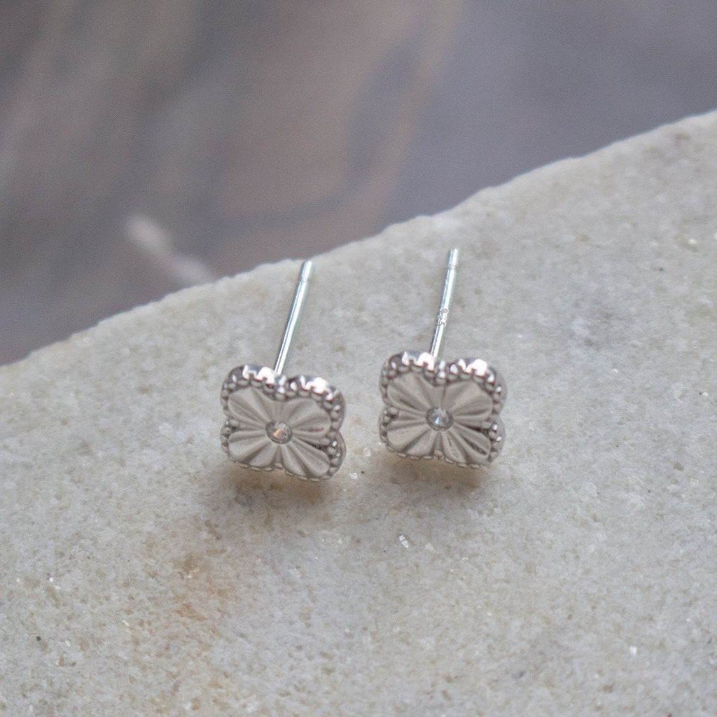 Sterling Silver Clover Stud Earrings