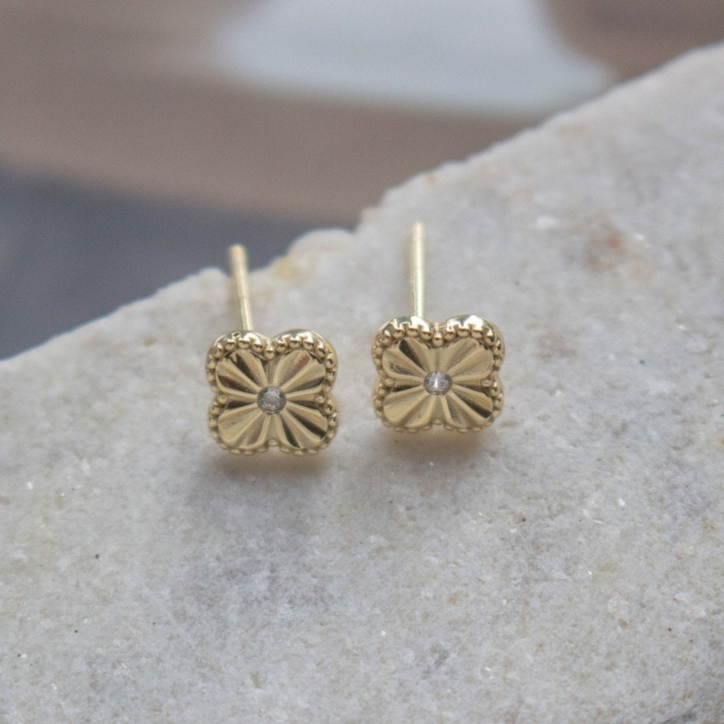Aurevia 14k Gold Vermeil Clover Studs