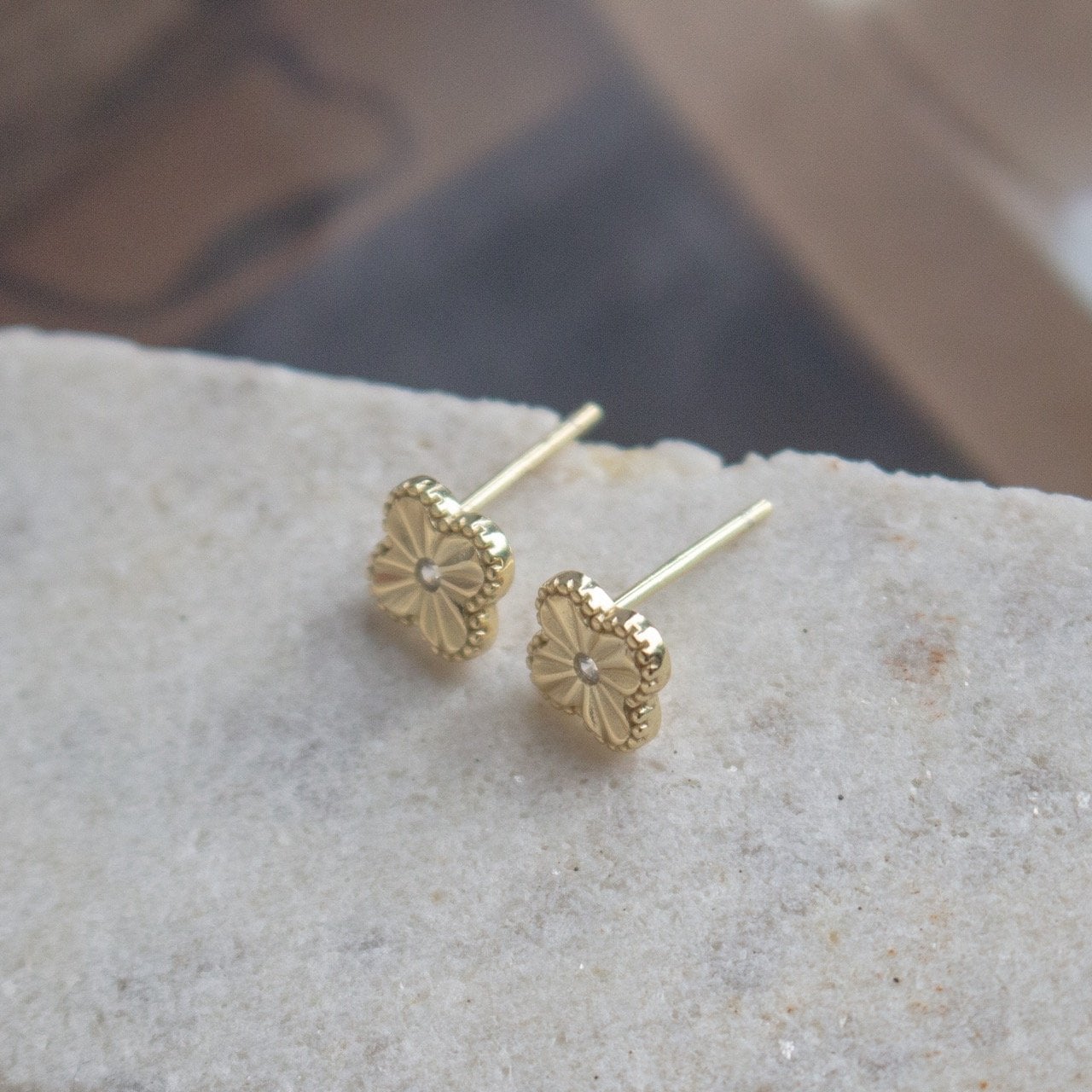Aurevia 14k Gold Vermeil Clover Studs