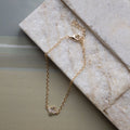 14k Gold Vermeil Clover Bracelet with CZ