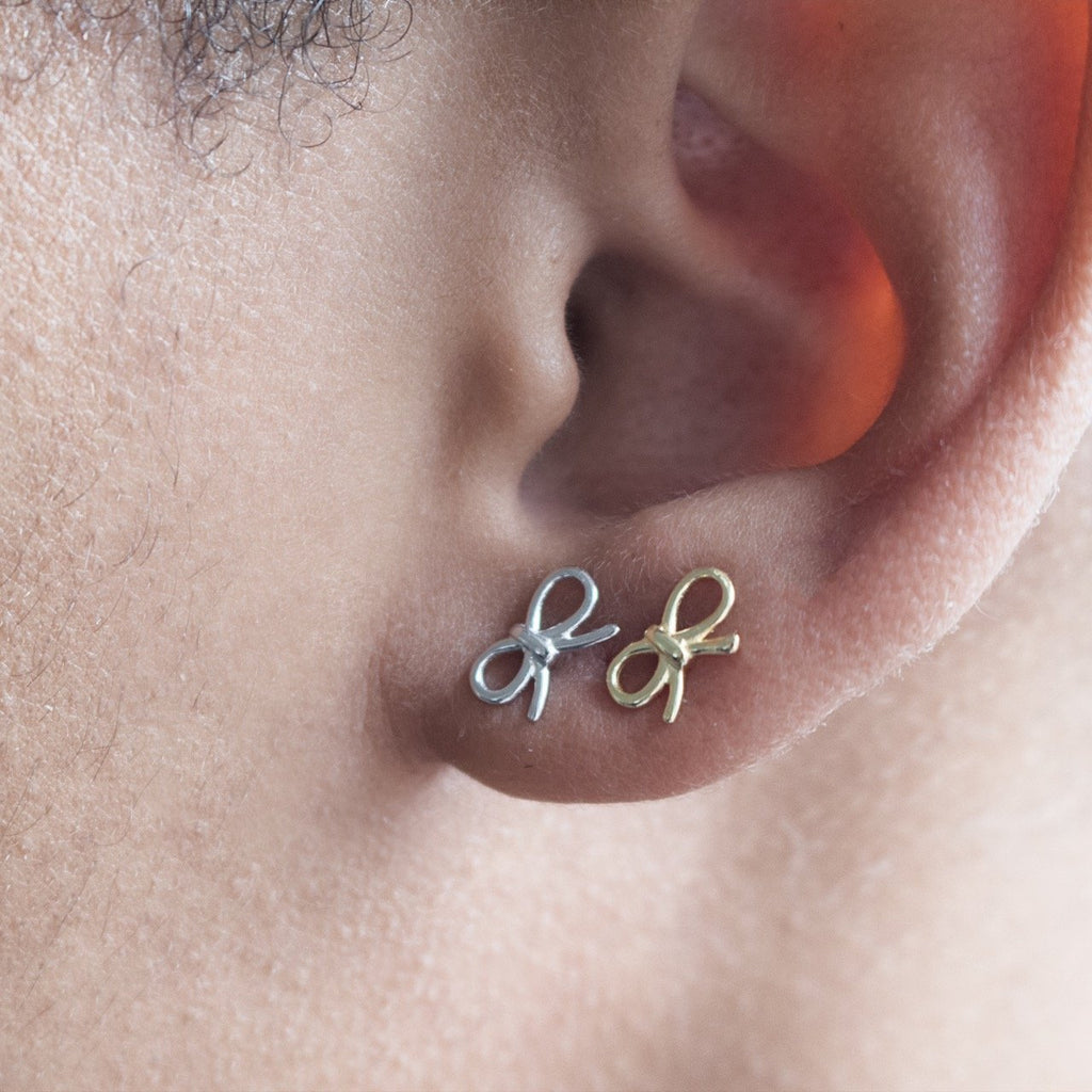 Dainty Ribbon Bow Studs