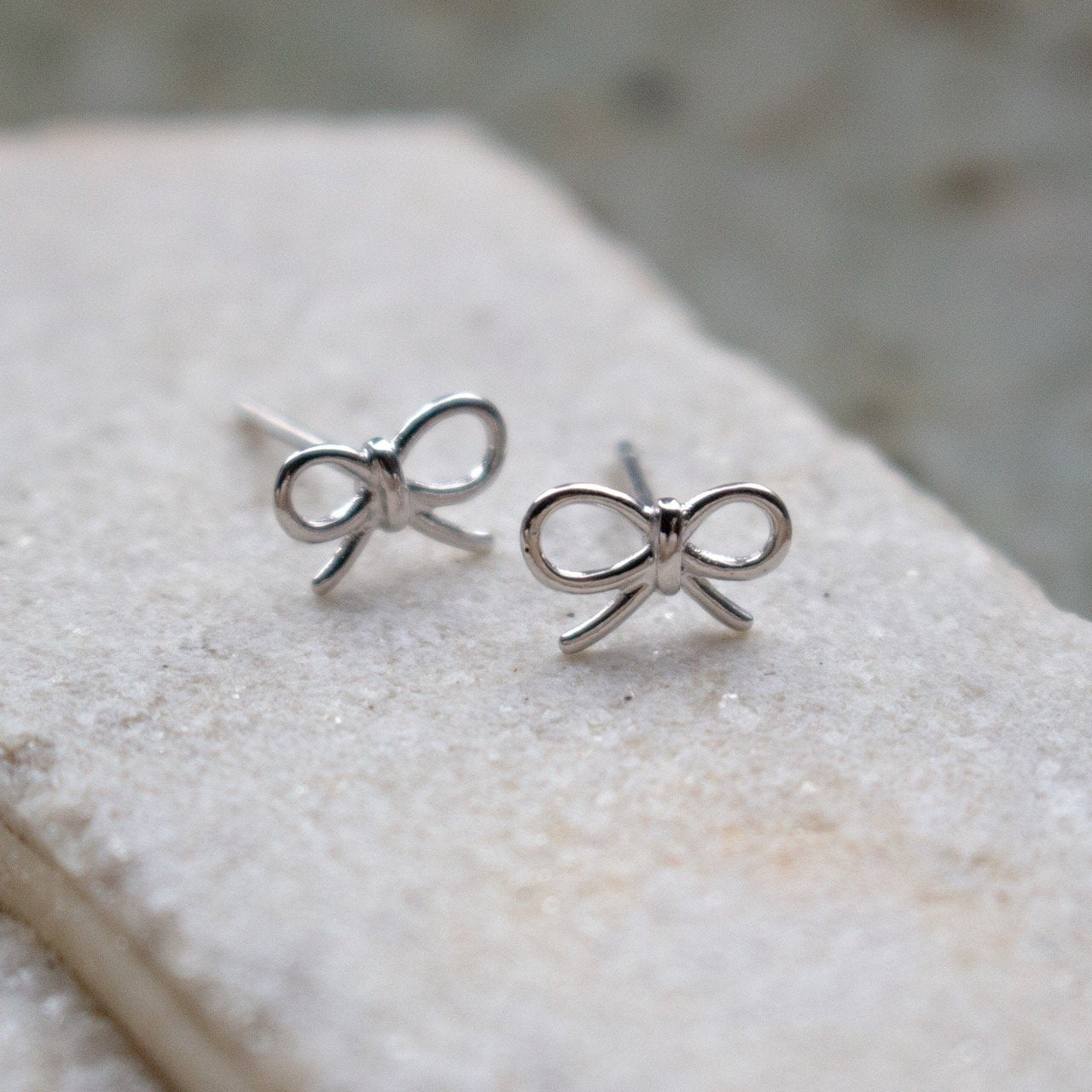 Dainty Ribbon Bow Studs