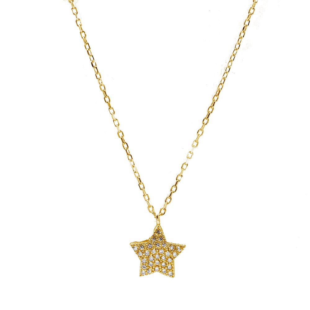 14K Gold Vermeil CZ studded Star Necklace