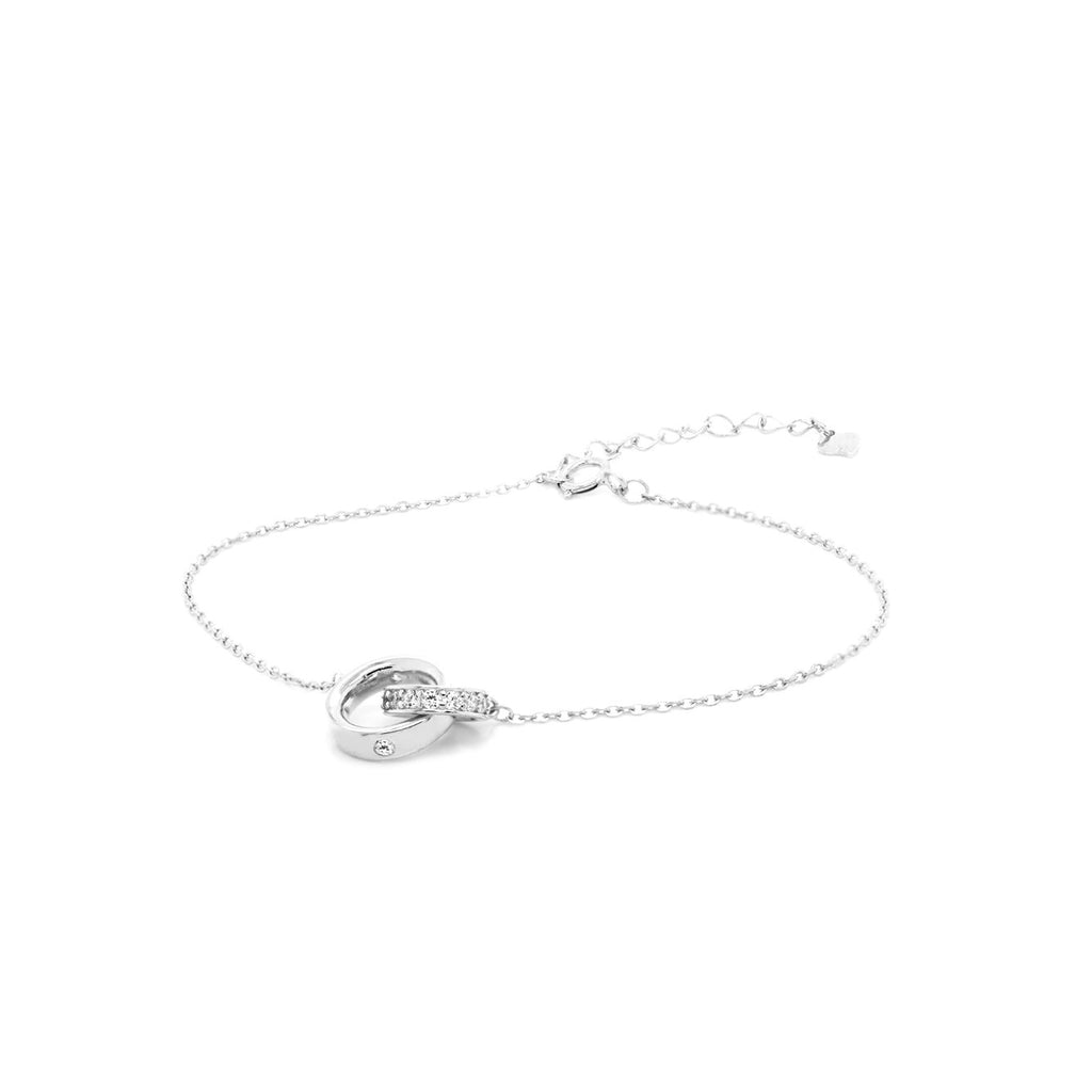 Sterling Silver Designer Inspired Interlocking Rings Bracelet