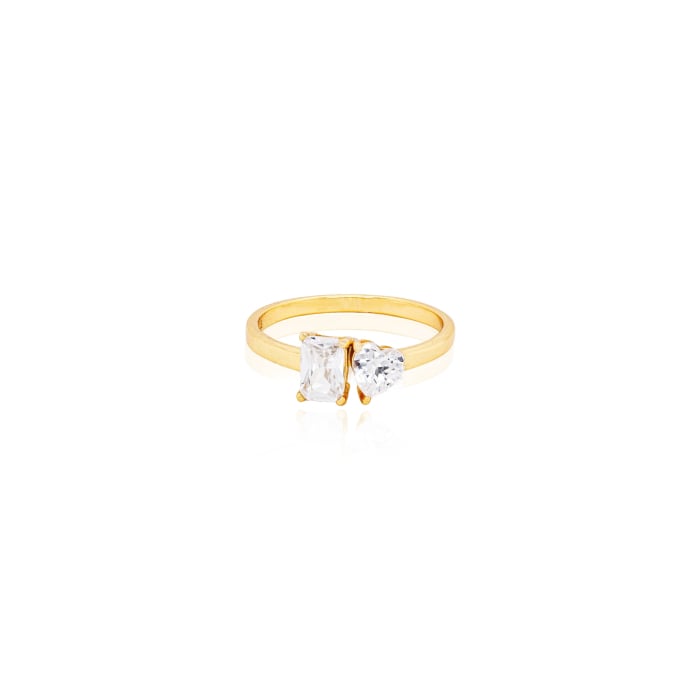 14K Gold Vermeil Sterling Silver Moi Et Toi CZ Ring