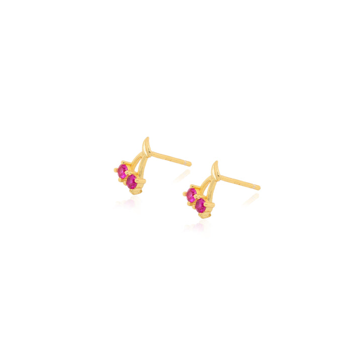 Sterling Silver Red Cherries Stud Earrings - 14kt Gold Vermeil