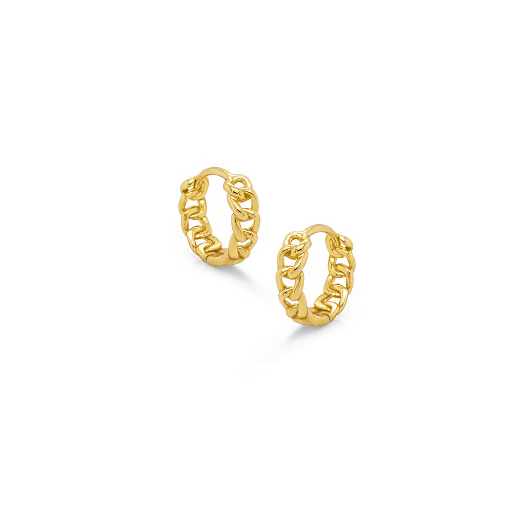 14k Gold Vermeil Curb Chain Huggies