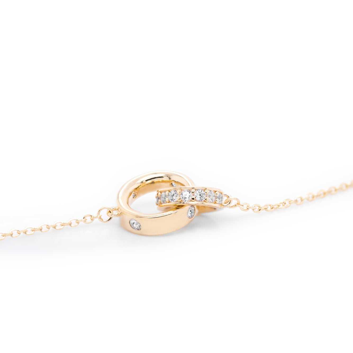 14K Gold Vermeil Designer Inspired Interlocking Rings Bracelet