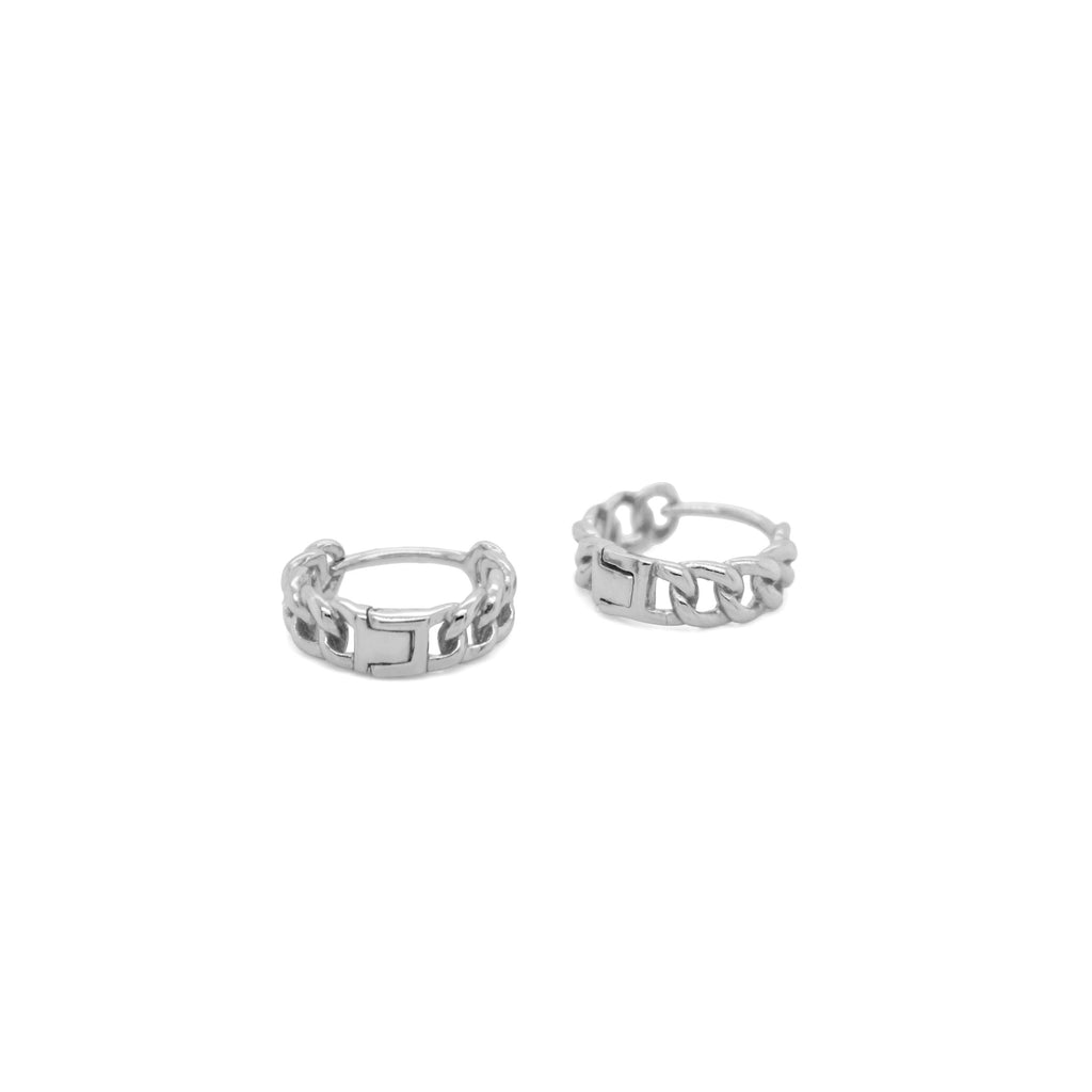 Sterling SIlver Curb Chain Huggies