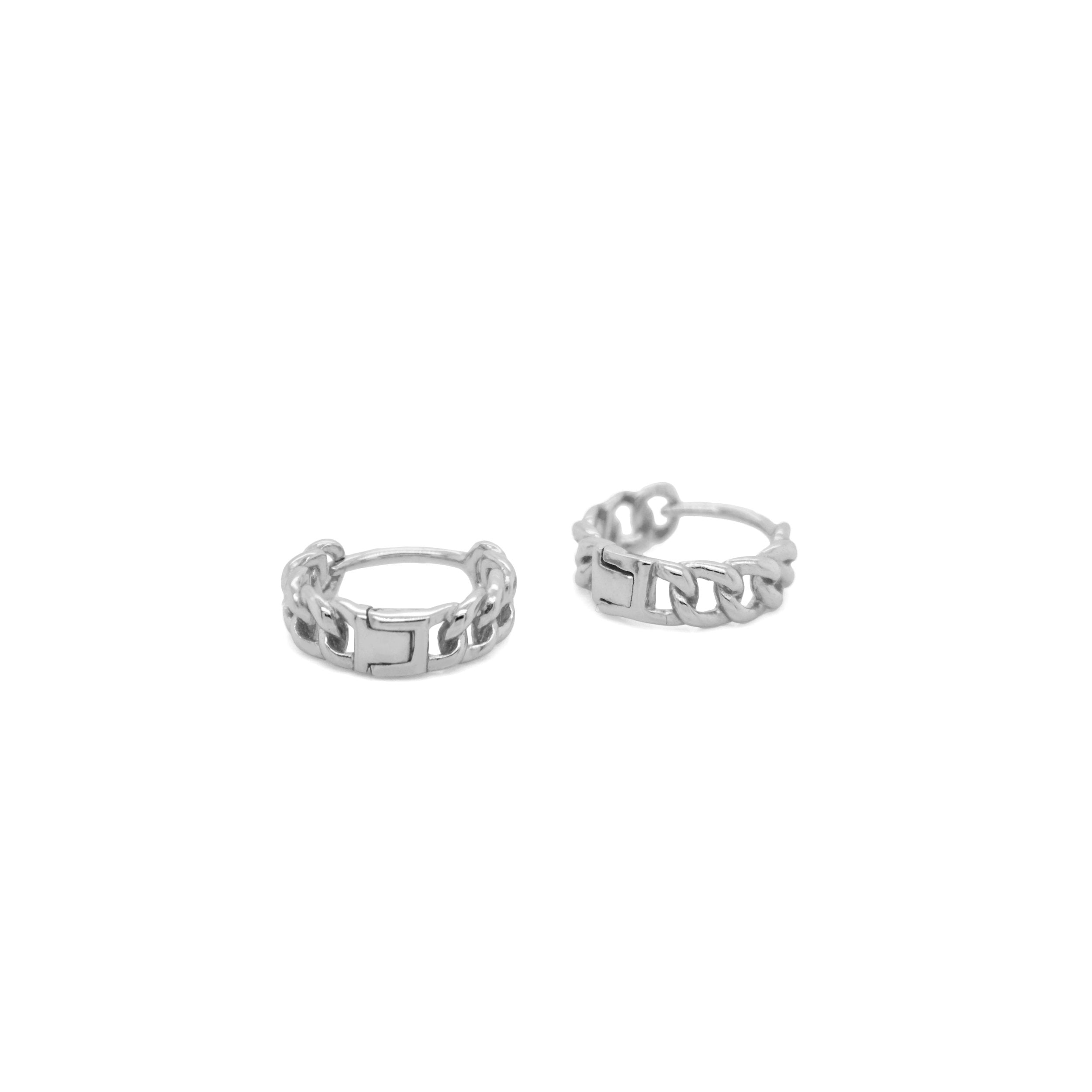 Sterling SIlver Curb Chain Huggies