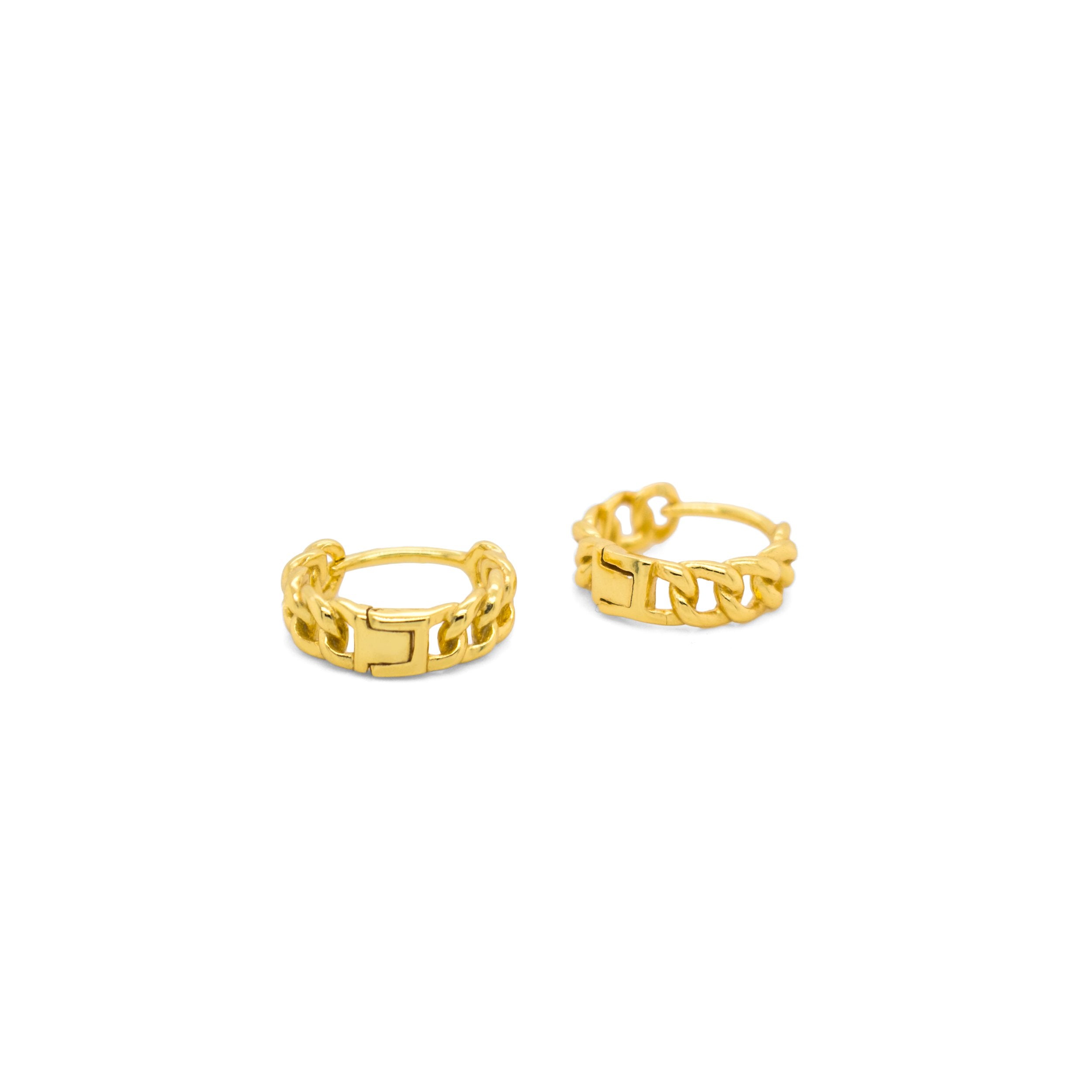 14k Gold Vermeil Curb Chain Huggies