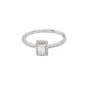 Sterling Silver Cubic Zirconia Rectangle Halo Stone Ring