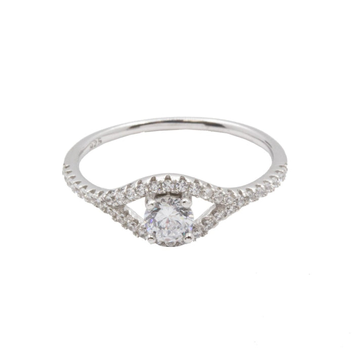 Sterling Silver Cubic Zirconia Split Shank Ring