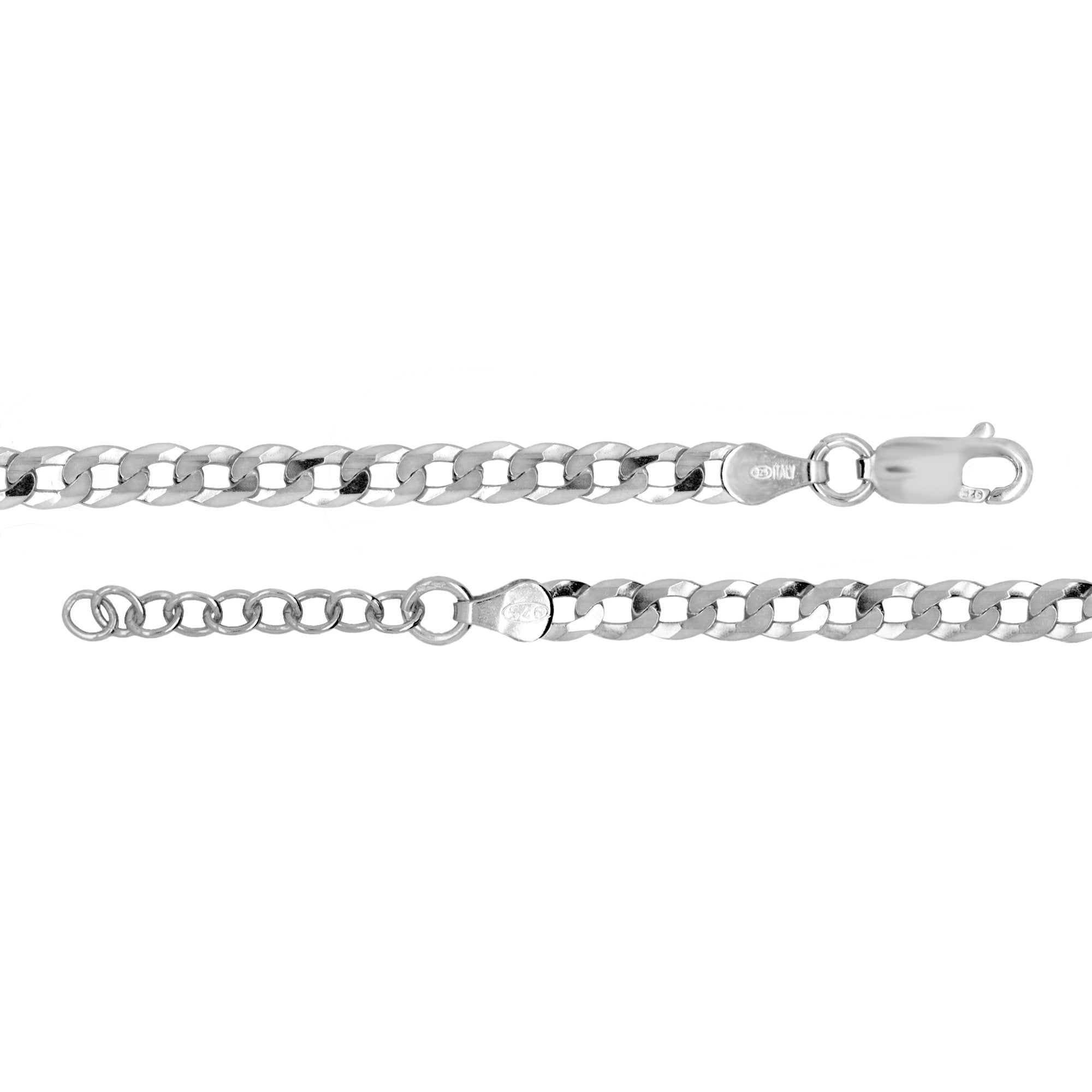 Sterling Silver Flat Curb 100 Anklet 4.2MM