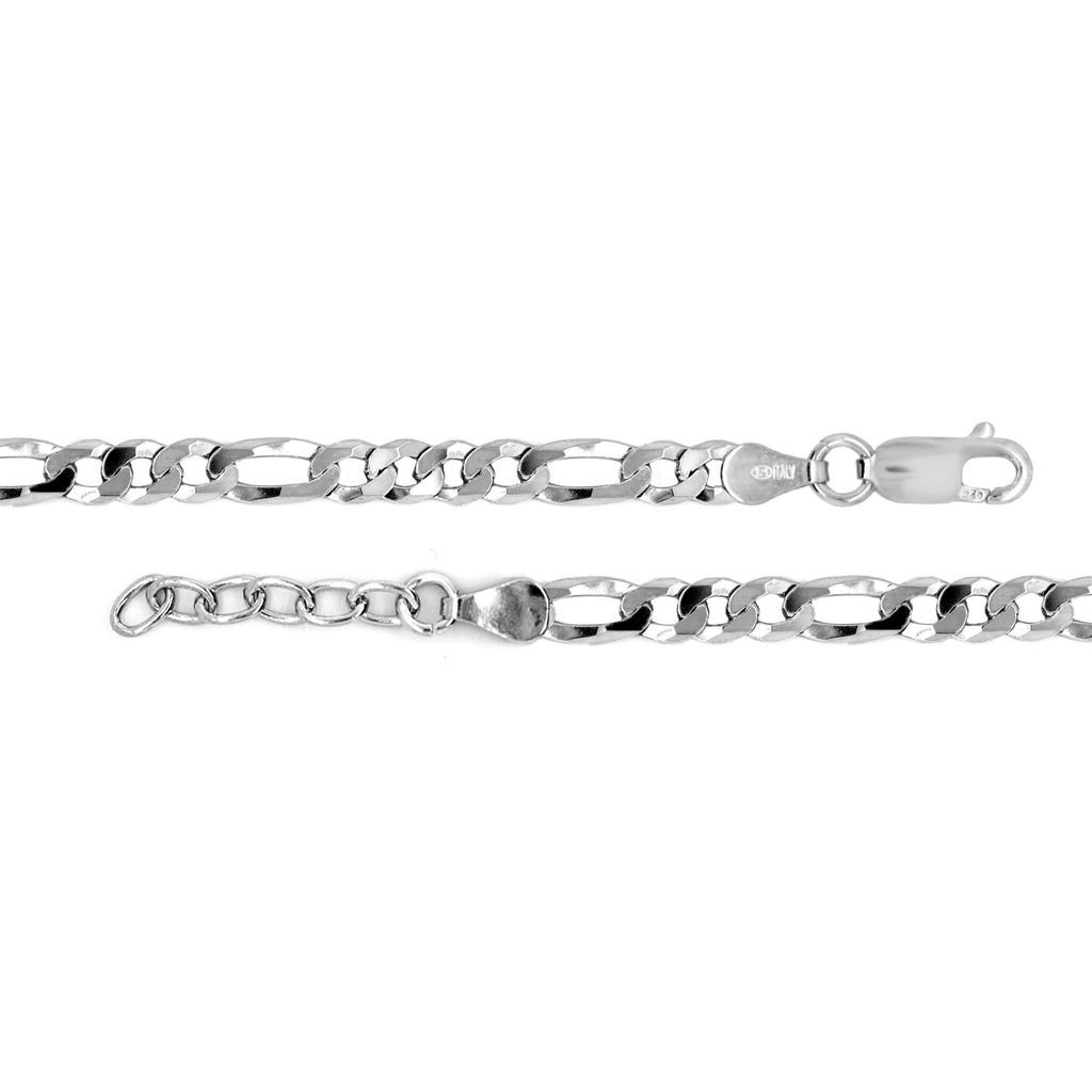 Sterling Silver Flat Figaro Anklet 5.2mm