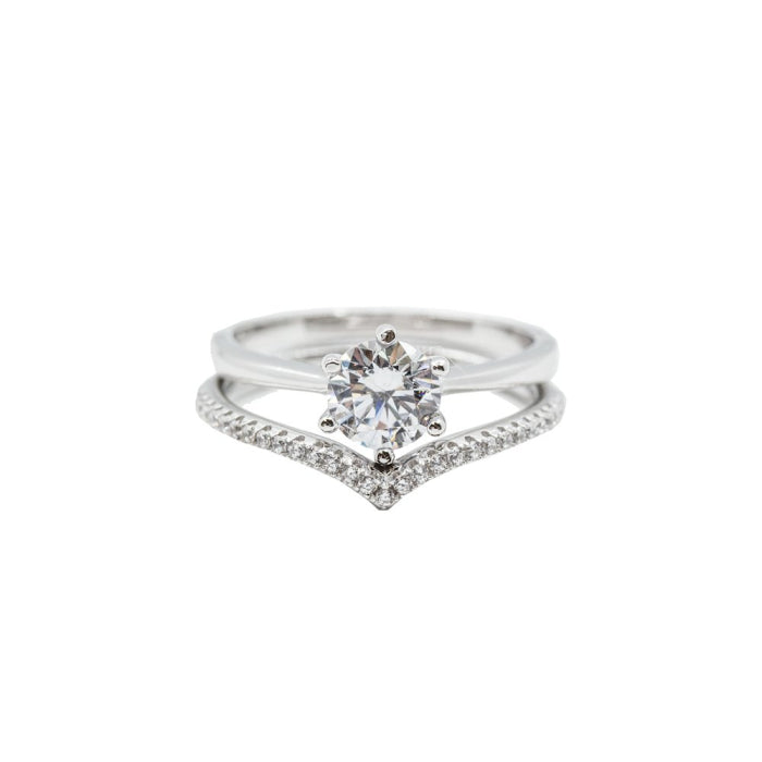 Cubic Zirconia Band Solitaire Ring