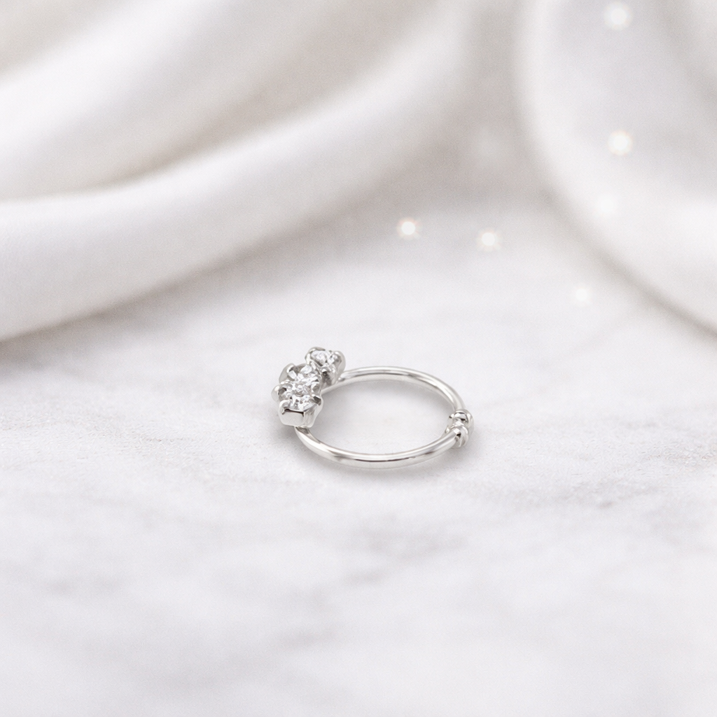 Triple Cubic Zirconia Faux Septum Ring
