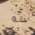 Sterling Silver Halo Cubic Zirconia Studs