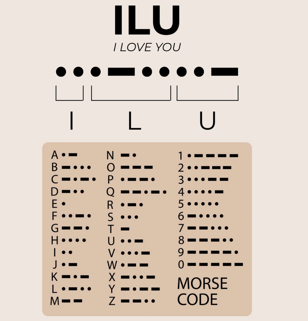 CZ Morse Code ILU  Necklace