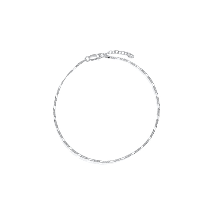 Sterling Silver Plain Anklet Figaro 1.9mm