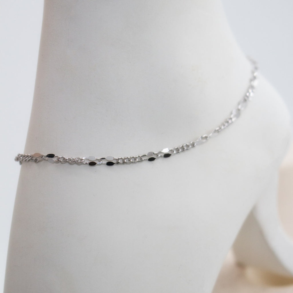 Sterling Silver Flat Curb 100 Anklet 4.2MM