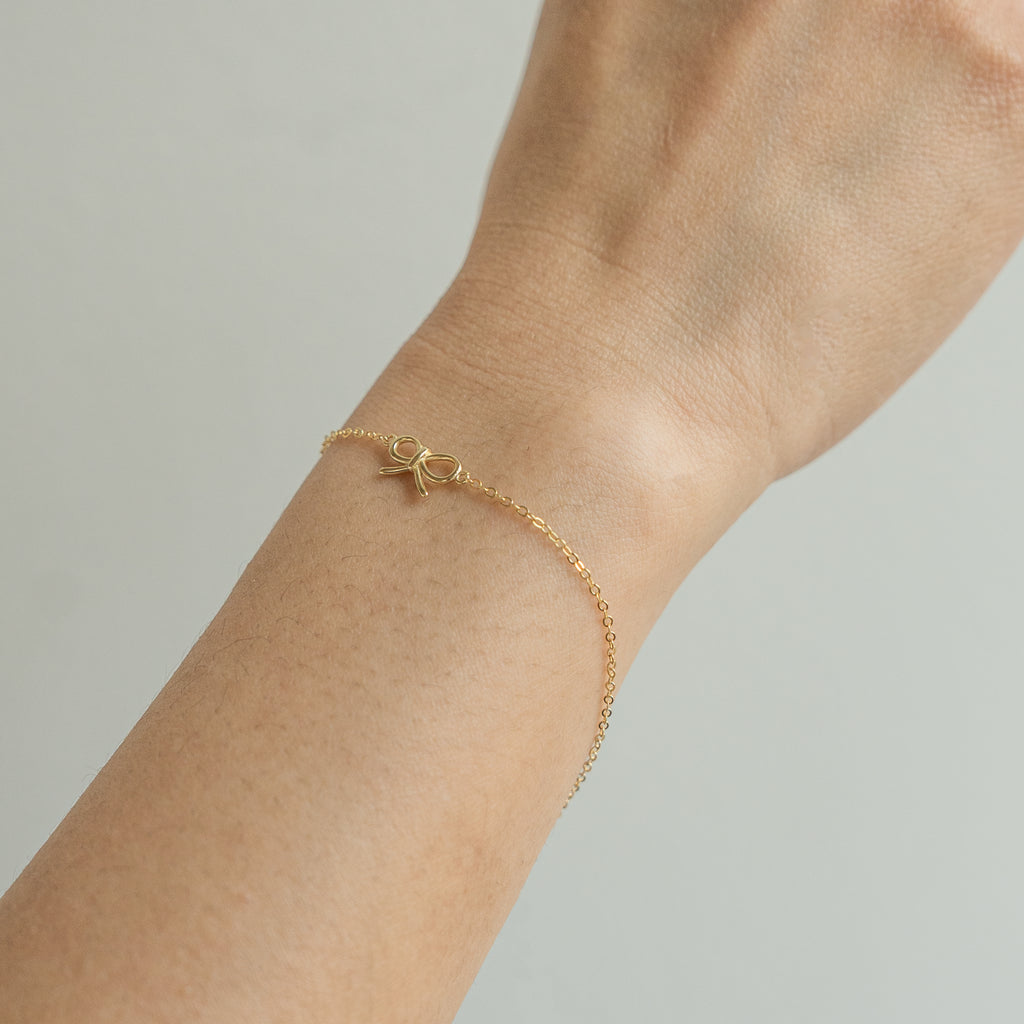 14K Gold Vermeil Ribbon Bow Bracelet