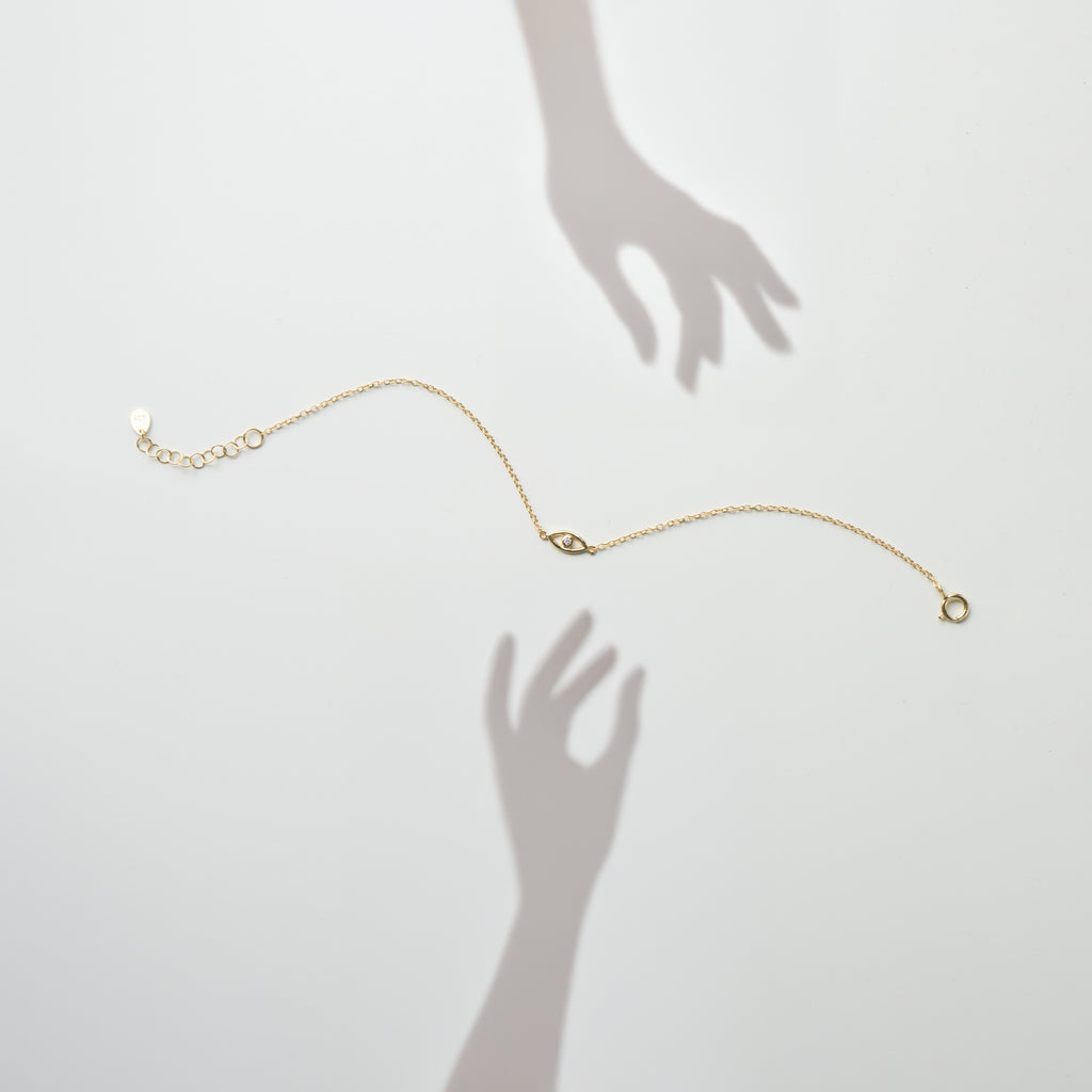 Gold Vermeil CZ Cutout Evil Eye Bracelet