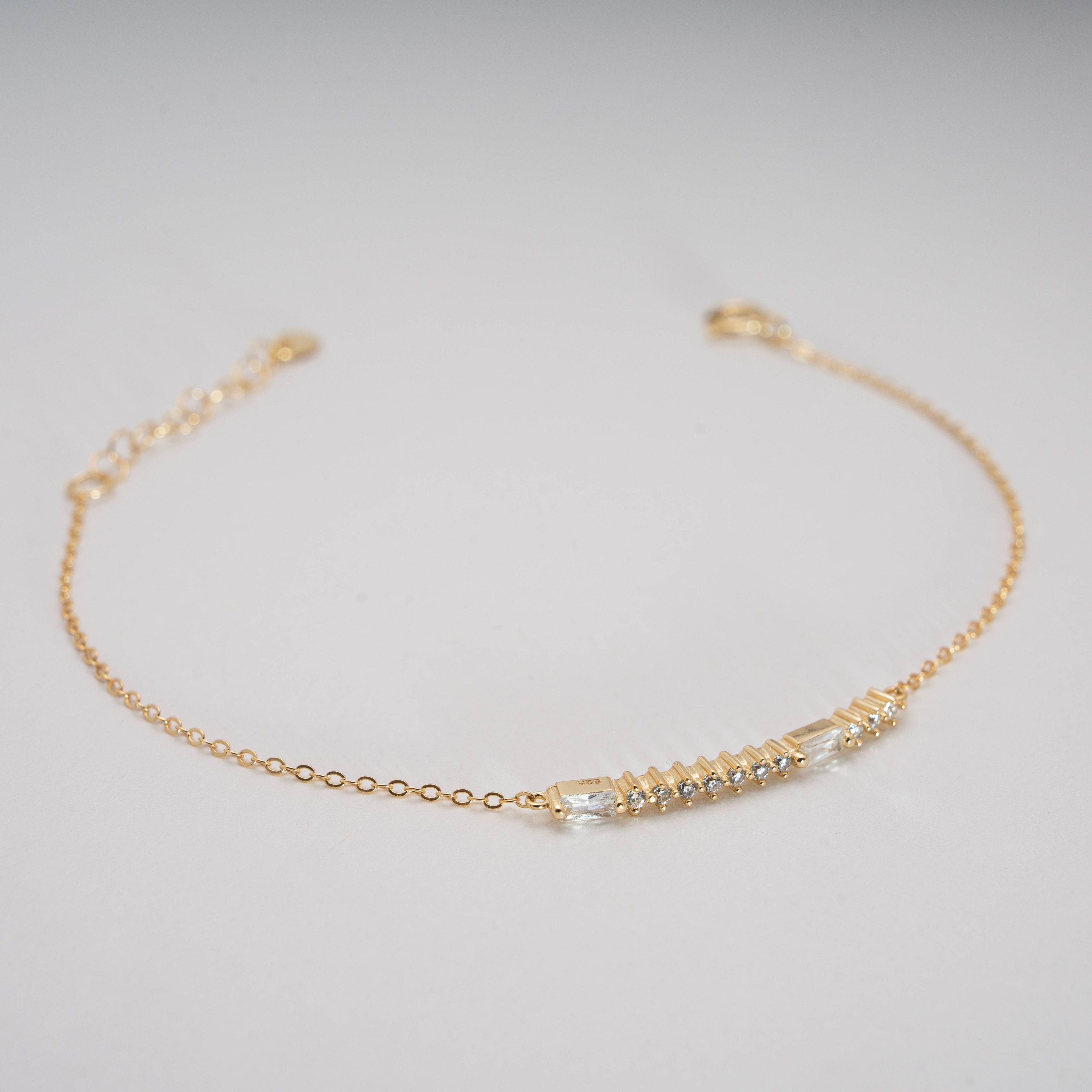 14K Gold Vermeil CZ Morse Code Bestie  Bracelet