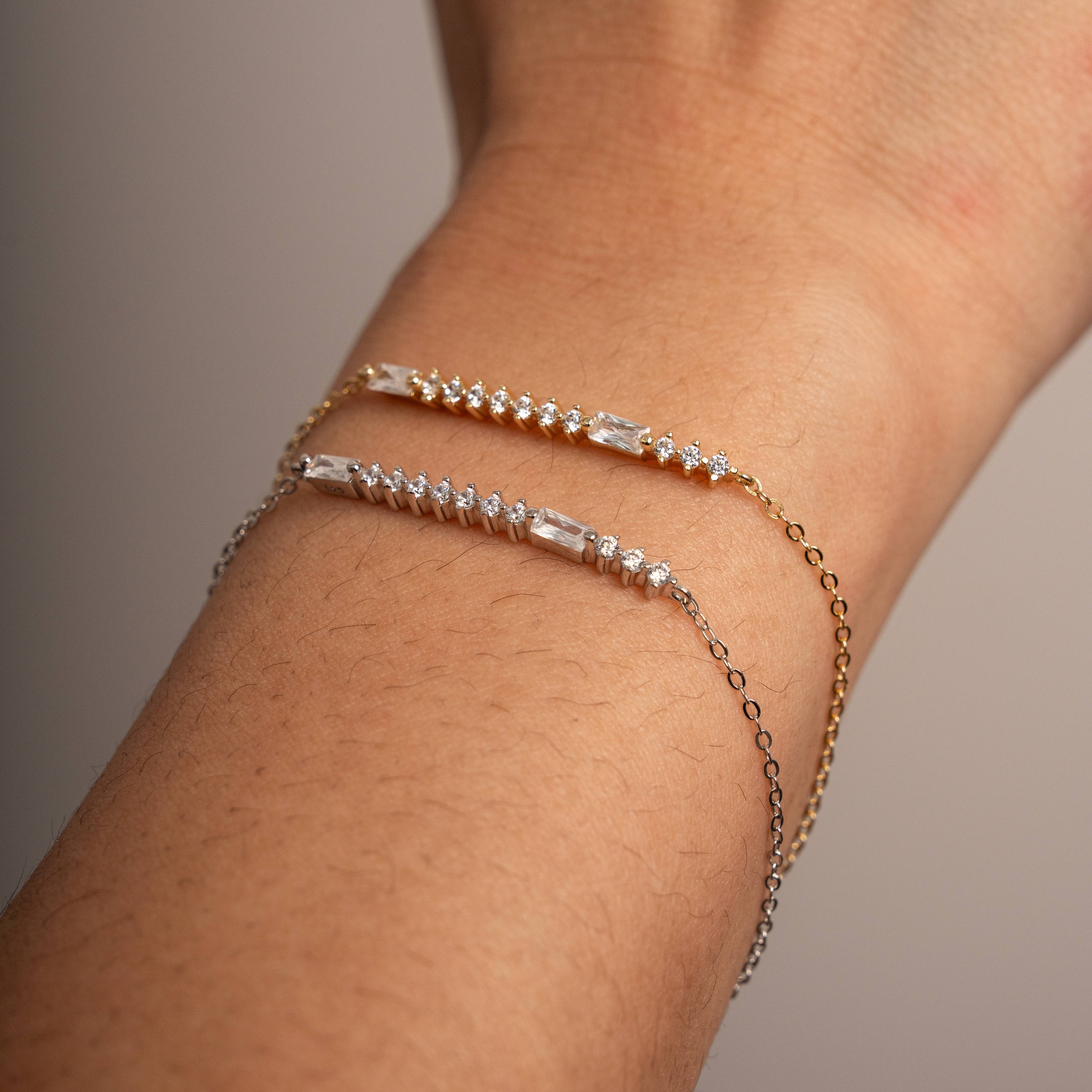 Sterling Silver CZ Morse Code Bestie Bracelet
