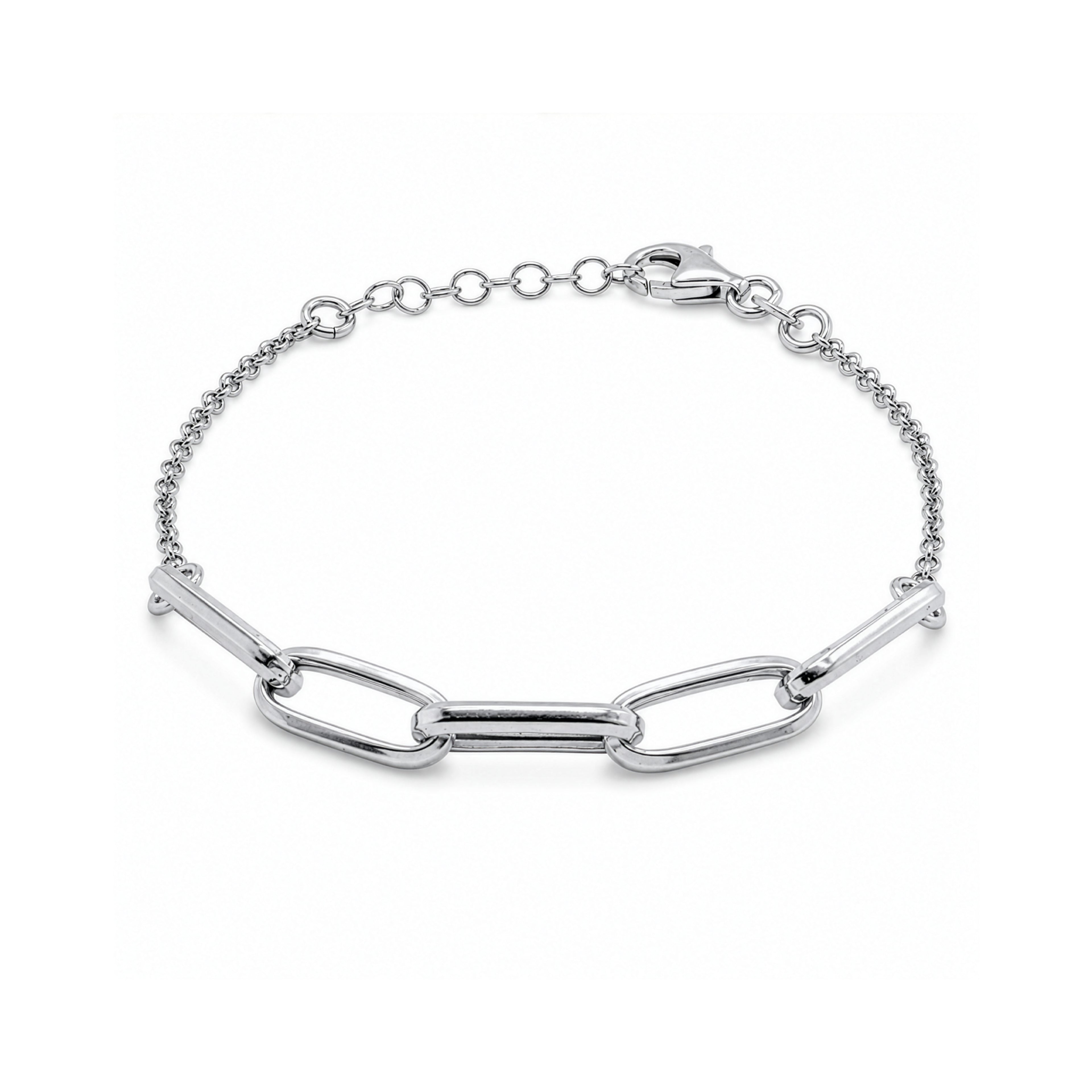 Sterling Silver Paperclip Rolo Bracelet