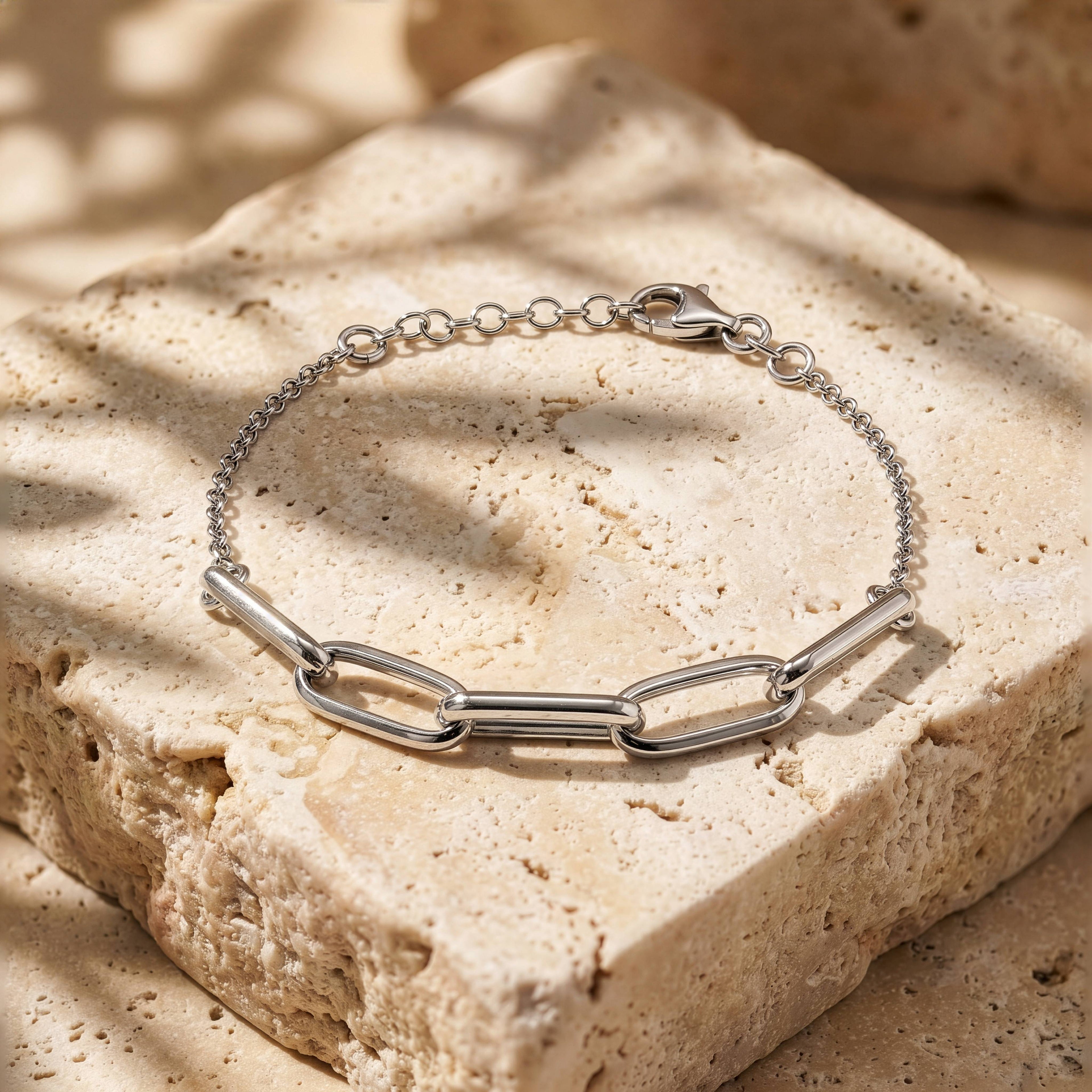 Sterling Silver Paperclip Rolo Bracelet