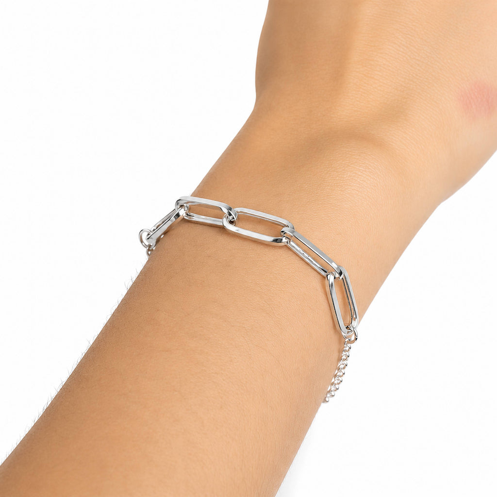 Sterling Silver Paperclip Rolo Bracelet