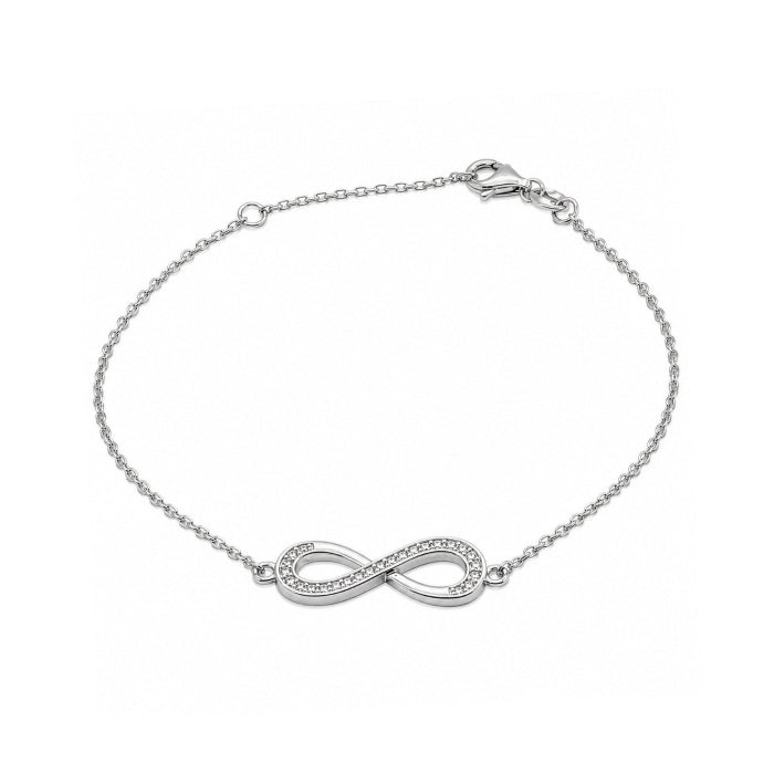 Sterling Silver Lab Diamond TCW 0.15ct Infinity Bracelet