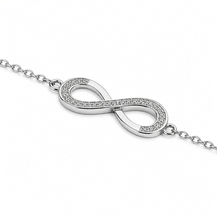 Sterling Silver Lab Diamond TCW 0.15ct Infinity Bracelet