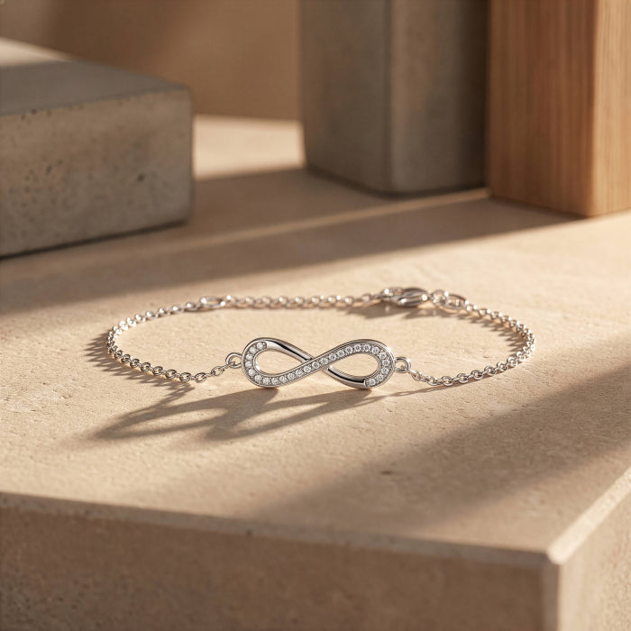 Sterling Silver Lab Diamond TCW 0.15ct Infinity Bracelet