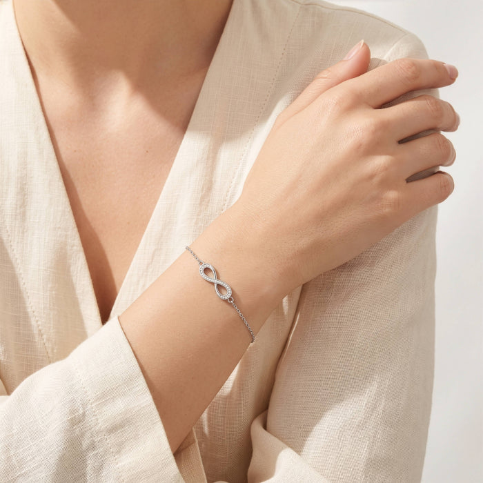Sterling Silver Lab Diamond TCW 0.15ct Infinity Bracelet