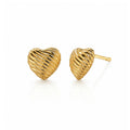 10K Yellow Gold Sculpted Heart Gold Studs