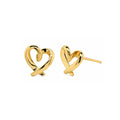 10K Yellow Gold Amour Ribbon Heart Earrings