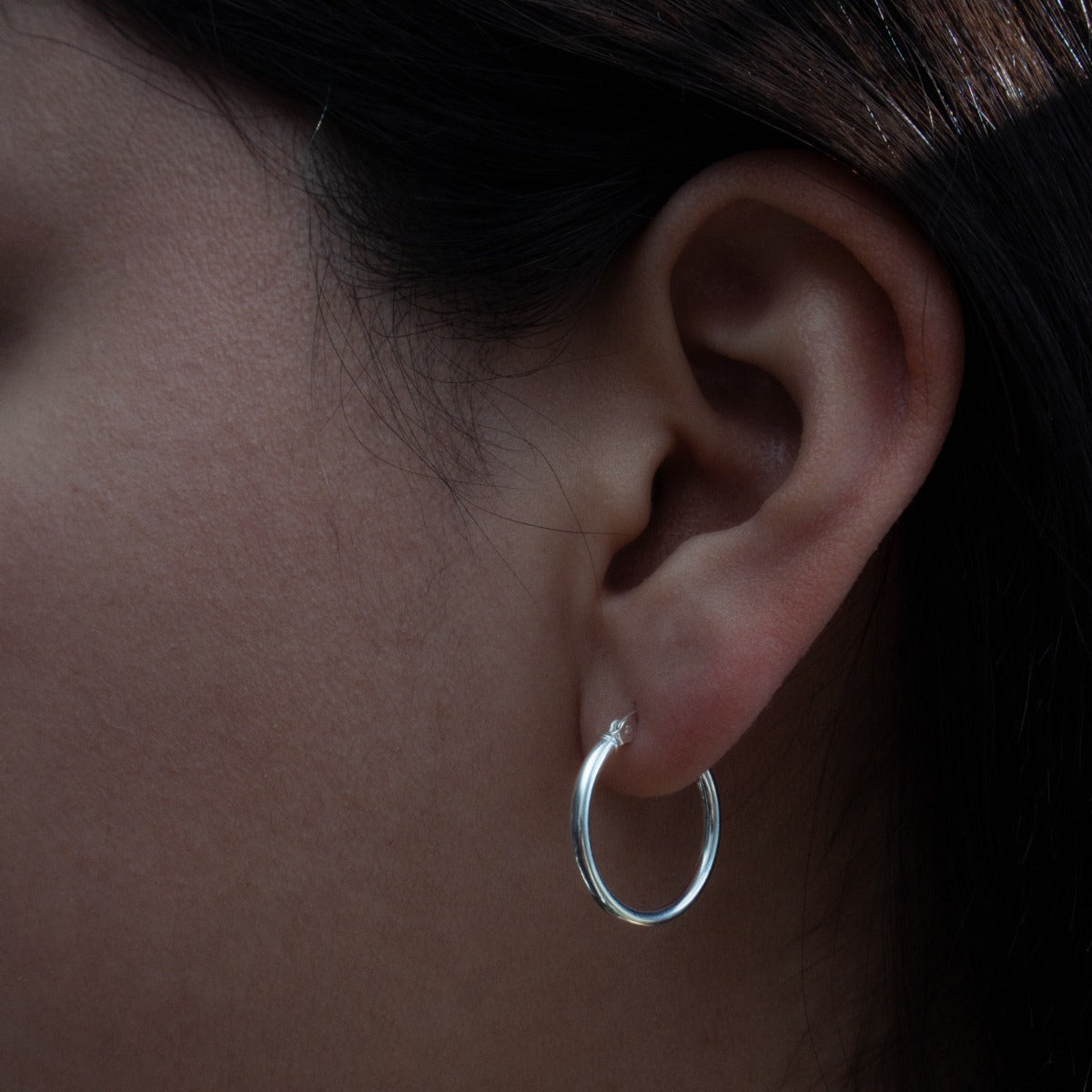 Sterling Silver Everyday Glam Hoop 2mm x 20mm Earrings
