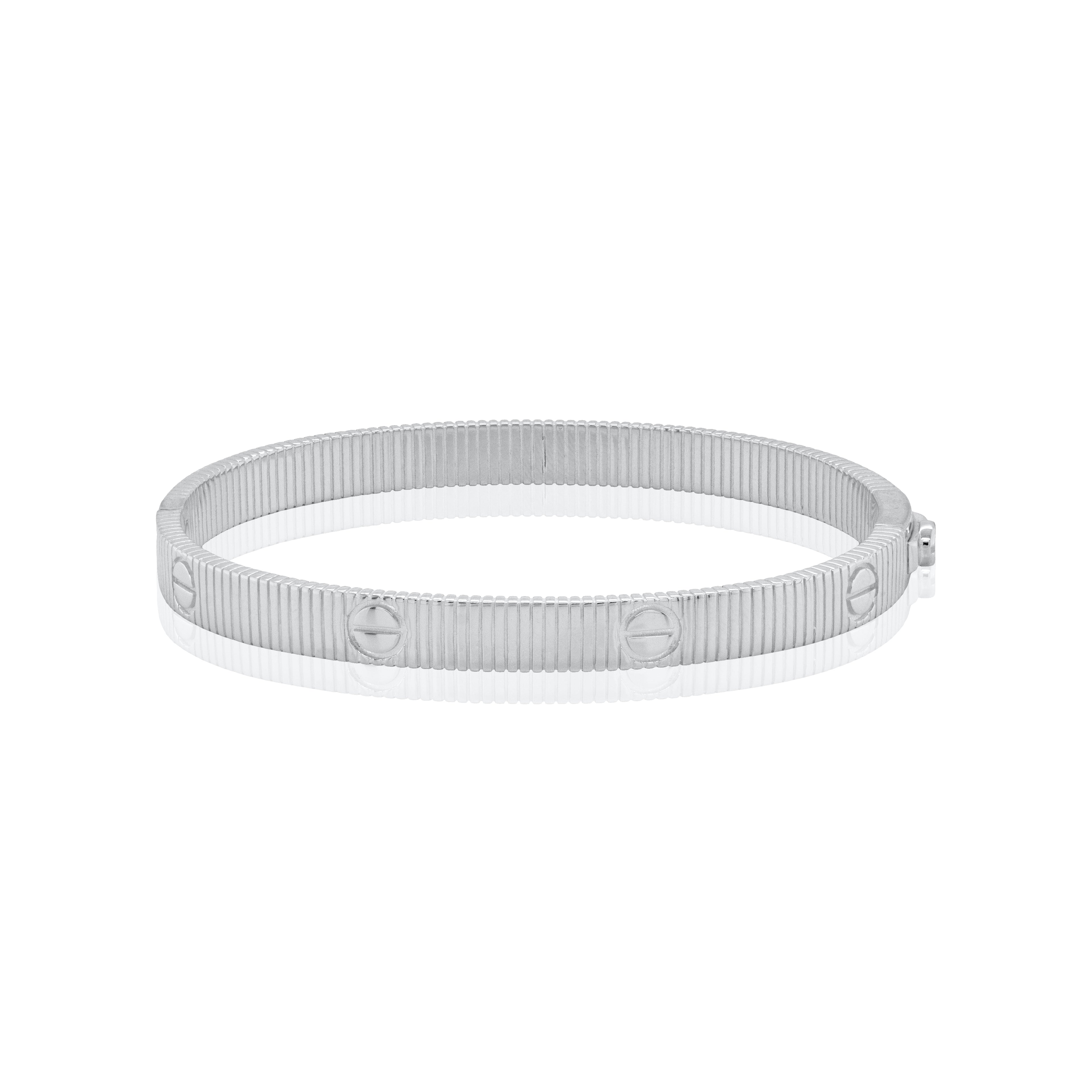 Sterling Silver Ribbed Love Bangle