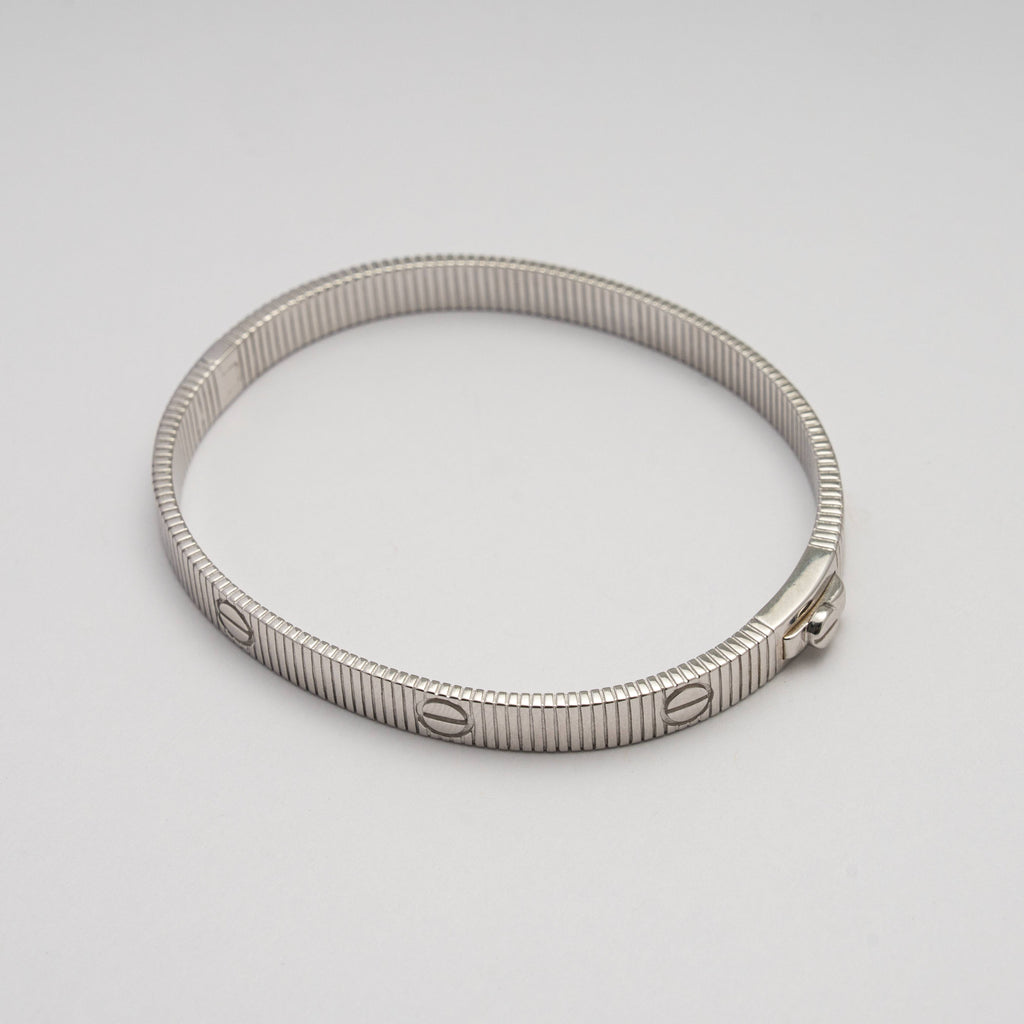 Sterling Silver Ribbed Love Bangle